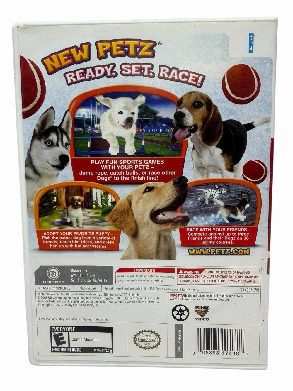 Petz Sports Nintendo Wii 2008 Ubisoft Dog Racing Game w/ Case Manual